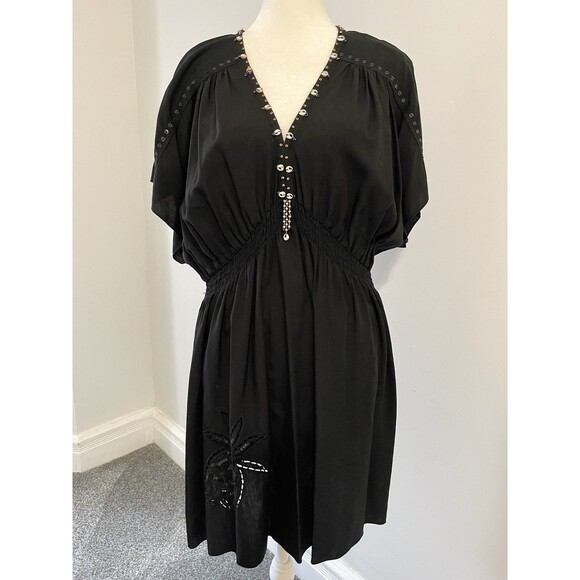 Soft Surroundings Dresses & Skirts - Soft Surroundings Kaftan Dress Womens Large Sea Shell Accent Resort Cruise Black